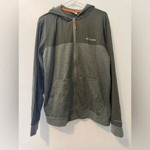 Columbia Green Zip Up Sweater with Two-Tone Design